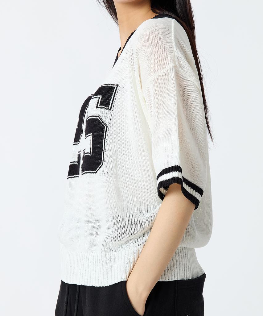 ANDTHEOTHER Oversized V-Neck Short Sleeve Knit Black