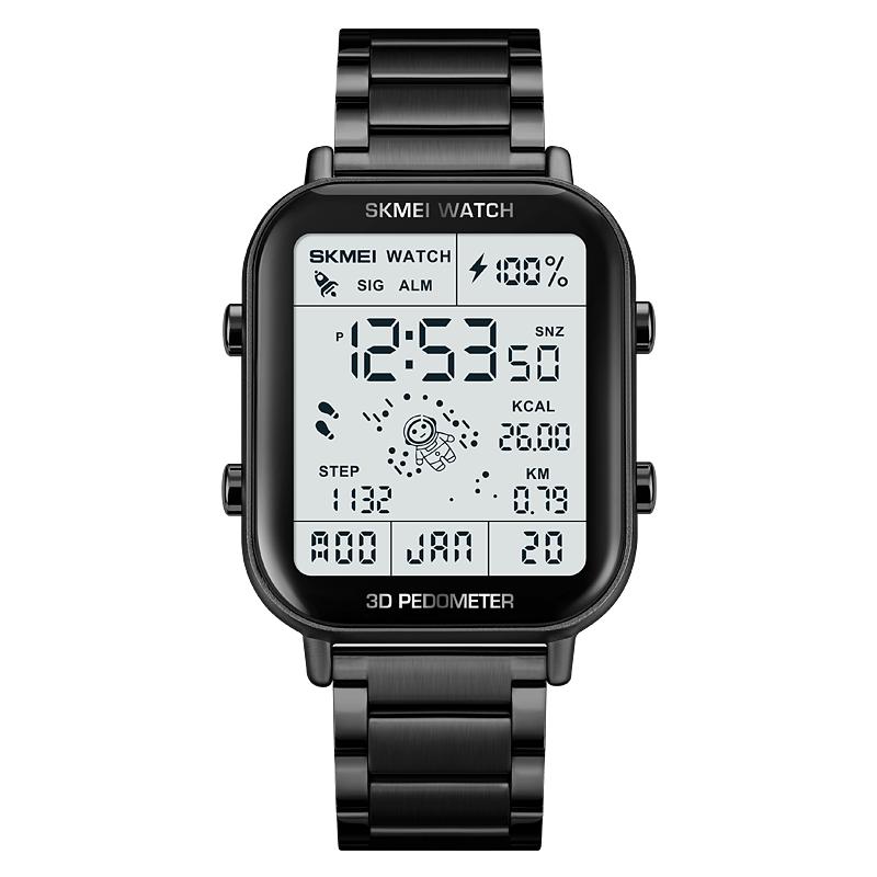 SKMEI 1888 Новый дизайн Золотые Мужские Цифровые Часы Костюмные Нержавеющая Сталь Ремешок Прямоугольник Хроно Виンテージ Бизнес Наручные Часы