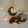 Star Moon Shape Candlestick Candle Lamp EID Ramadan Mubarak Candle Holder Candlestick with LED Light Festive Decoration