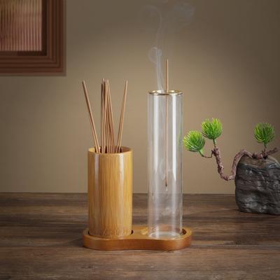 2 в 1 держатель для благовоний для палочек Anti-Ash Flying Incense Burne со стеклянным улавливателем золы и бамбуковым органайзером для благовоний