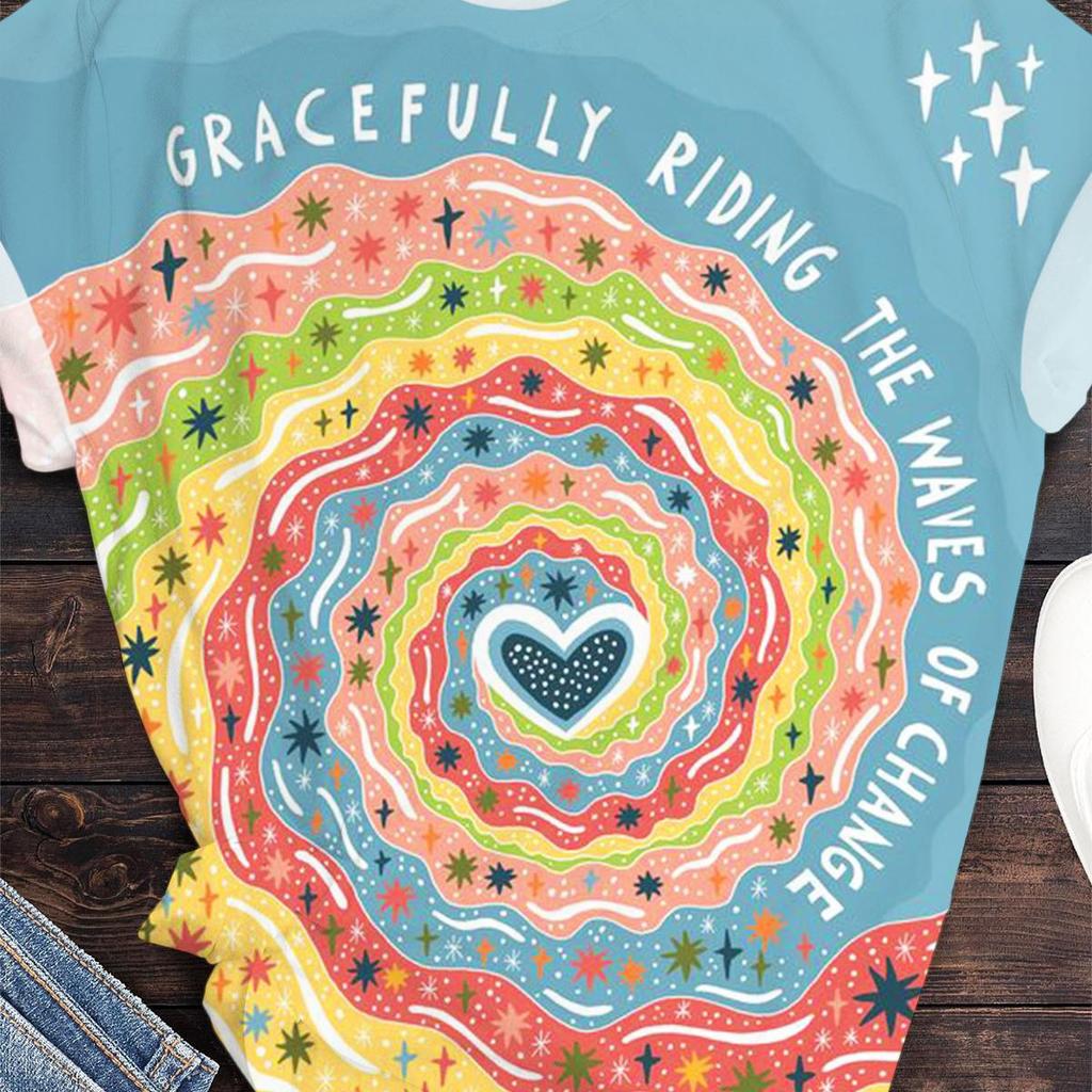 Женская футболка с 3D-принтом, цветочной кавайной анималистичной графикой, повседневные футболки с коротким рукавом, модные летние футболки с круглым вырезом Y2K для женщин