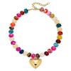 Золотой Пухлый Кулон-Сердце Ожерелье с Крупными Бусинами Смоляный Цветной Чокер Ручной Работы Короткие Ожерелья для Женщин
