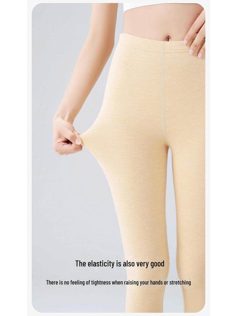 Women's Seamless Thermal Velvet Wool Leggings, Mid-Length Warm Pants for Winter