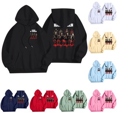 Женская повседневная модная толстовка с капюшоном и карманами с принтом на Хэллоуин