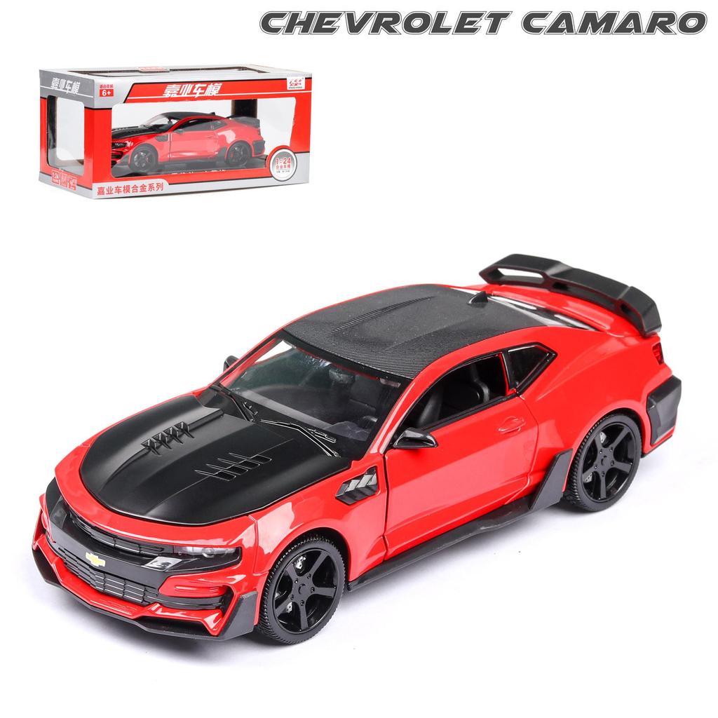 Масштаб 1/24 Camaro, литая под давлением модель автомобиля, игрушечный автомобиль с откатным механизмом, звуком и светом для детей, коллекция подарков для мальчиков и девочек