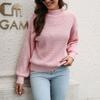 GMXIA Женская мода, повседневный однотонный принт, осень-зима, свободные свитера с длинным рукавом и высоким воротом