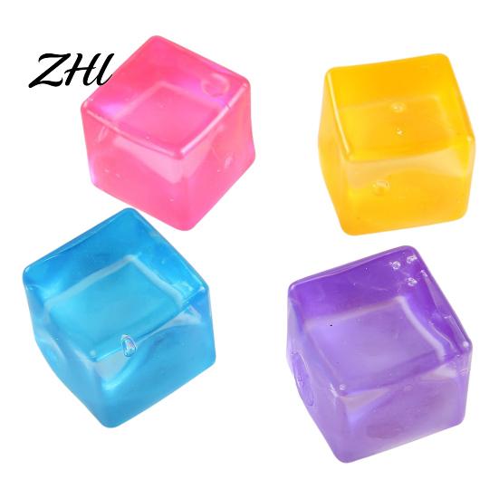 Soft Stress Ball Clear Cube Squeeze Toy Anxiety Relief Sugar Sensory Portable Stretchy Ice Pinch Party