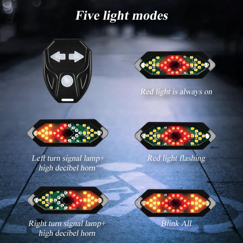 Велосипедный задний фонарь-индикатор водонепроницаемый USB перезаряжаемый беспроводной пульт дистанционного управления поворотник