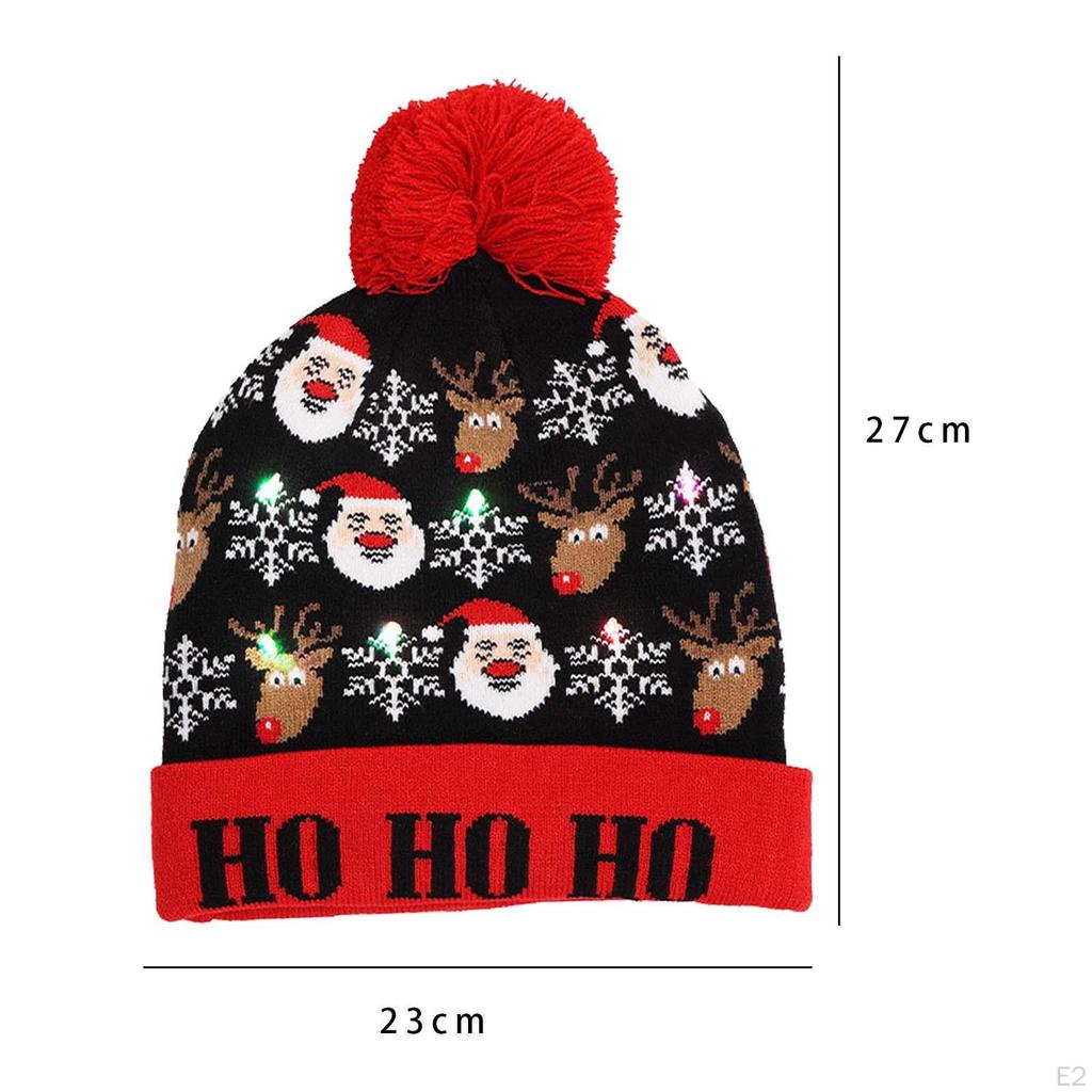Рождественская шапка со светодиодной подсветкой, вязаная шапочка для взрослых и детей
