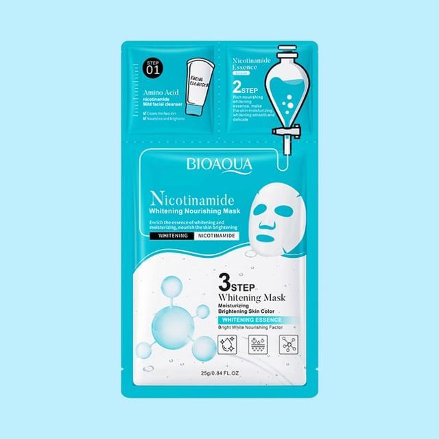 BIOAQUA - Отбеливающая маска для лица с никотинамидом, 3 шага