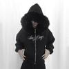 Unisex Oversized Hooded Zip-Up Sweatshirt Pants Set Streetwear Print Cotton Blend Winter Outfit