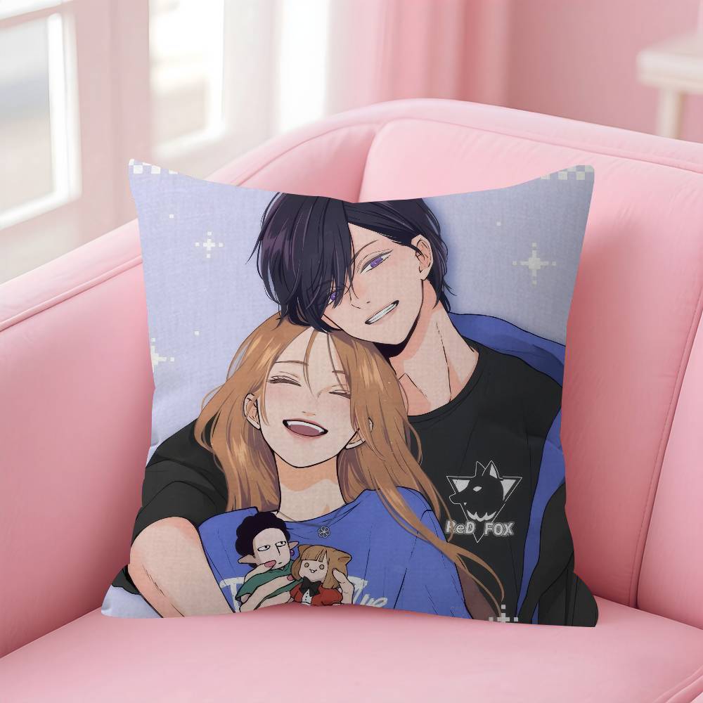Anime My Love Story With Yamadakun At Lv999 Cushion Cover Inches Farmhouse Decor Home Throw Pillow Covers for Couch Decorations