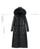 2024 Women's Mid-Length Genuine Leather Sheepskin Jacket with Fox Fur Hood