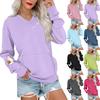Women's Casual Fashion Halloween Print V-Neck Long-Sleeve Sweatshirt Lightweight Pullover Hoodie With Pockets