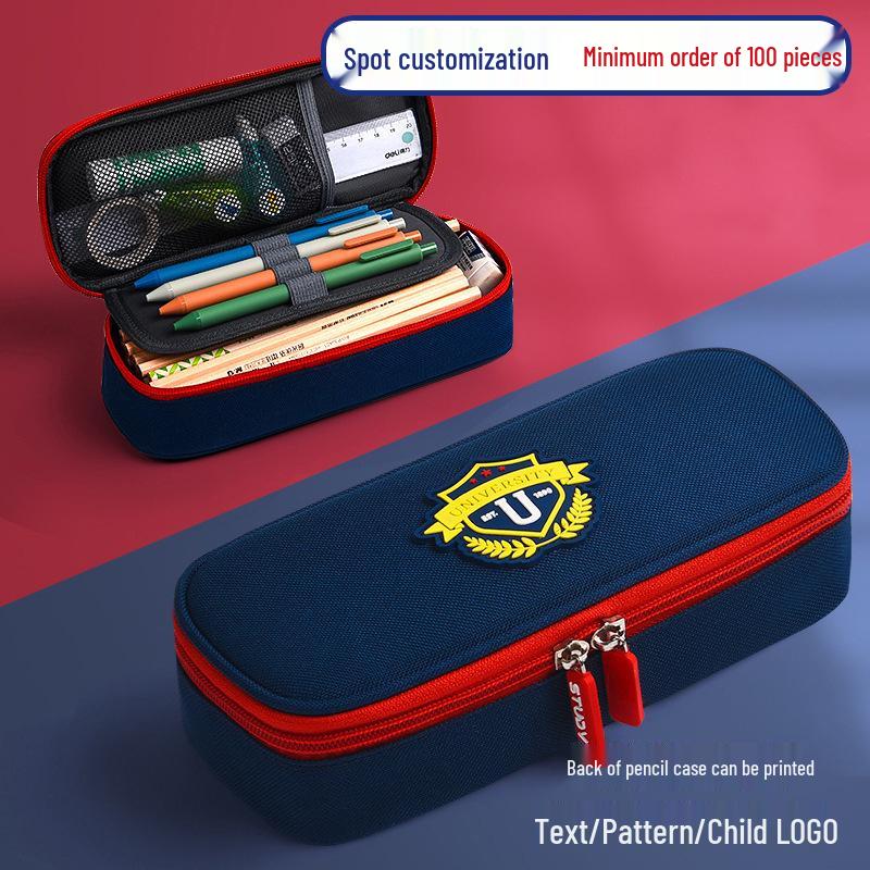 Британский стиль трехслойный холщовый пенал - Вместительная сумка для канцелярских товаров для студентов