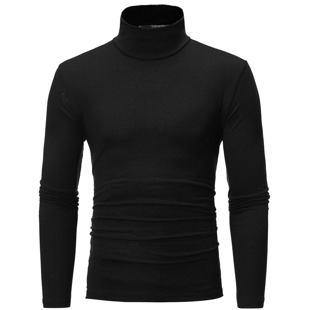 (black, XL) Men Turtleneck Long Sleeve Shirts Solid Undershirt Lightweight Base Layers Thermal Underwear Sweater Pullover Tops 2025