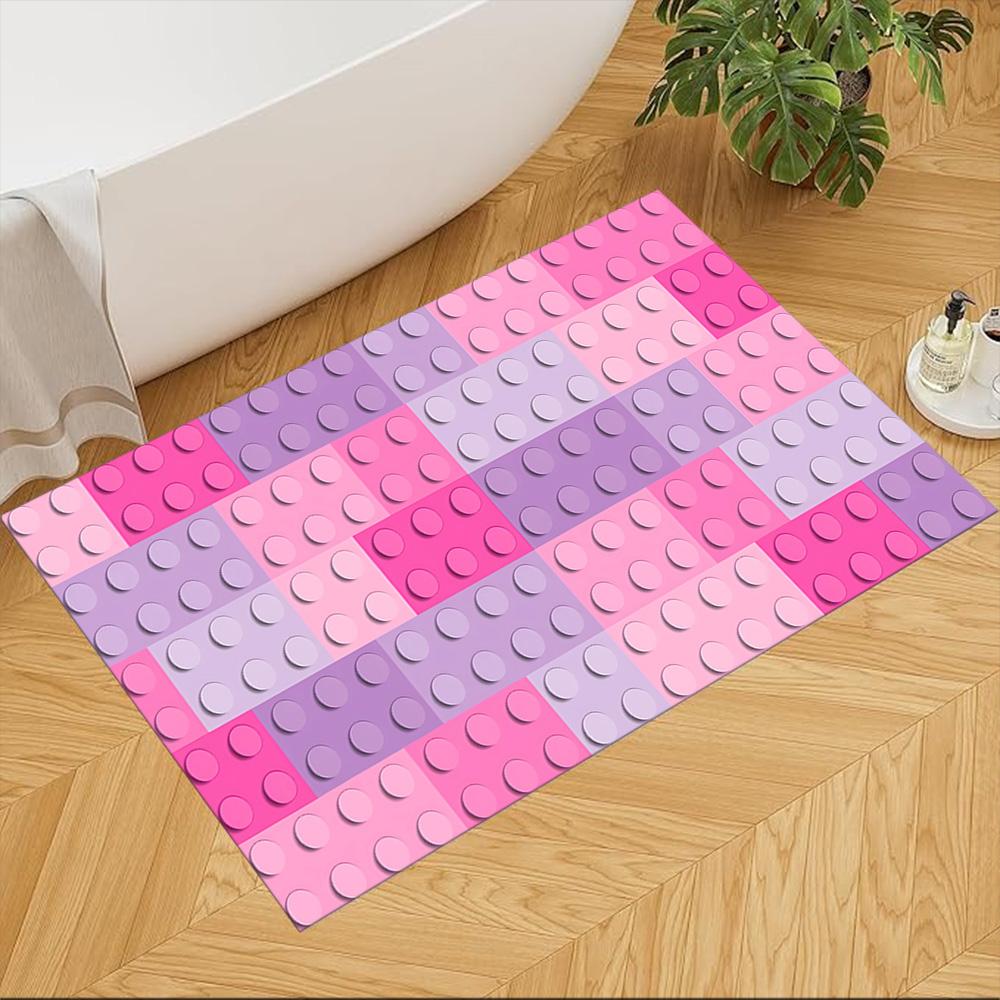 Colorful Building Blocks Pattern Non-Slip Home Carpet Design for Office Decor Living Room Bedroom Gift