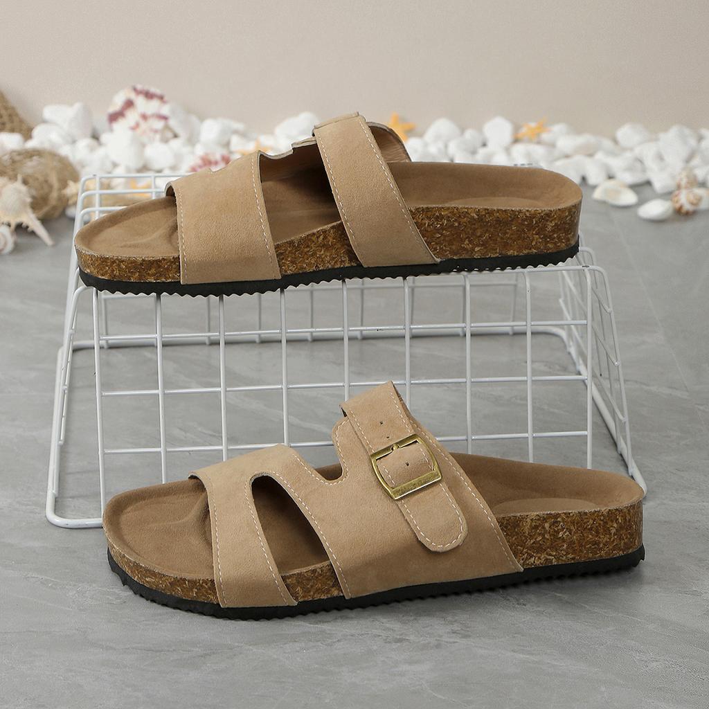 Fashion 2024 Classic Clogs For Women Fashion Mules Home Cork Suede Shoes Women Outdoor Beach Summer Flat Sandals