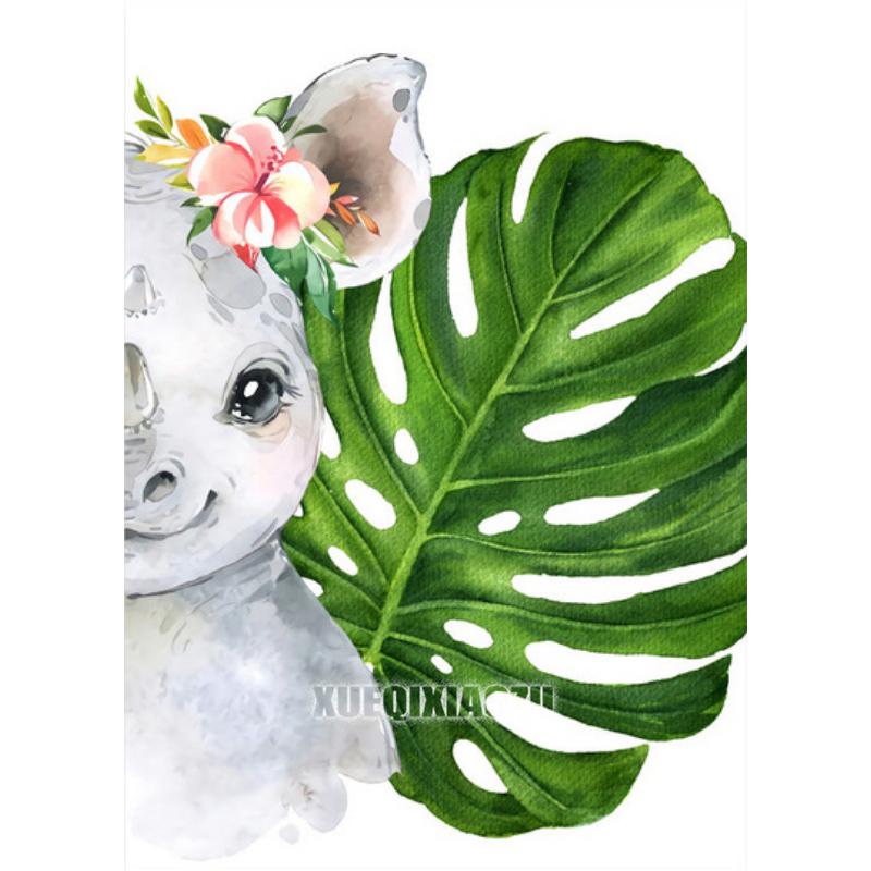 Мультяшное Животное Алмазная Живопись Растительный Лист Лев Зебра Жираф Слон Алмазная Вышивка Крестиком Подарок для Малышей Детей Домашний Декор