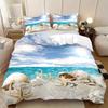 3pcs (1 Quilt Cover + 2 Pillowcases Core Not Included) Bedding Set with 3D Beach Starfish And Conch Digital Print