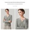 Women's Slim Fit Lapel Cashmere Cardigan - Autumn/Winter 2026 Striped Single-Breasted Elegant Base Layer