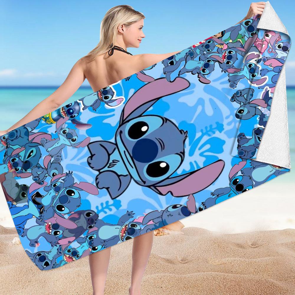 Stitch Zai Animation Beach Towel Microfiber Double-Sided Fleece Beach Towel Bath Towel Variety Square Towel Beach Towel
