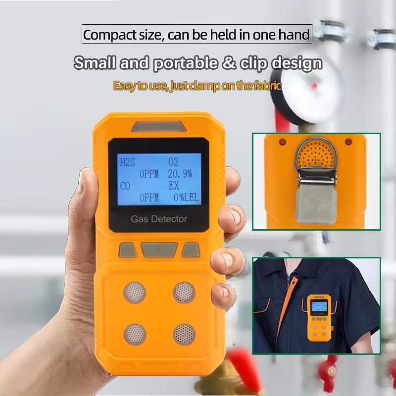 Handheld Portable High Precision 4-in-1 Gas Detector - Combustible & Toxic Hazardous Gas Meter O2 CO H2S Analyzer Rechargeable