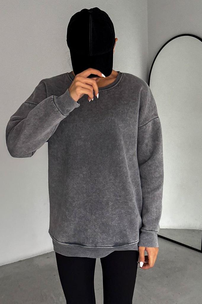 Женская модная стильная толстовка темно-синего цвета большого размера из плотного флиса вязаная толстовка