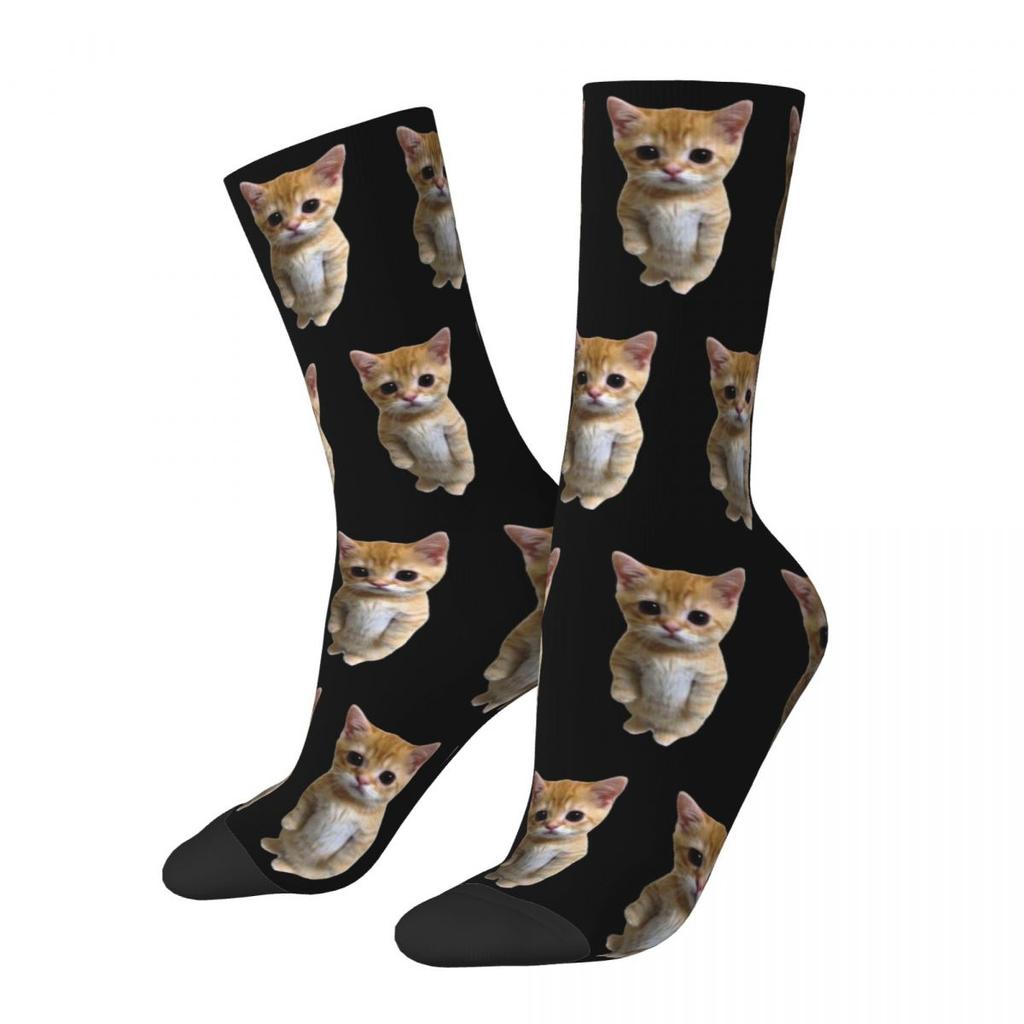 Colorful El Gato Meme Sad Crying Cat Soccer Socks Polyester Long Socks for Unisex