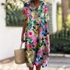 Женское платье с цветочным принтом, платье с коротким рукавом и v-образным вырезом, летнее повседневное платье трапециевидной формы, пуловеры в богемном стиле, платье для вечеринки, повседневная одежда, отпуск