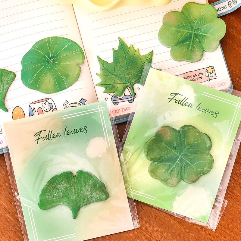 30 листов Блокноты для заметок с зелеными листьями Простые наклейки для скрапбукинга Школьные принадлежности Почтовые самоклеящиеся заметки Офисная канцелярия