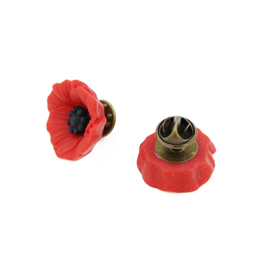 10pcs Elegant Poppy Shaped Brooch Stylish Flower Breastpin Remembrance Day Lapel Pins for Women Girls Memorial Day Gift
