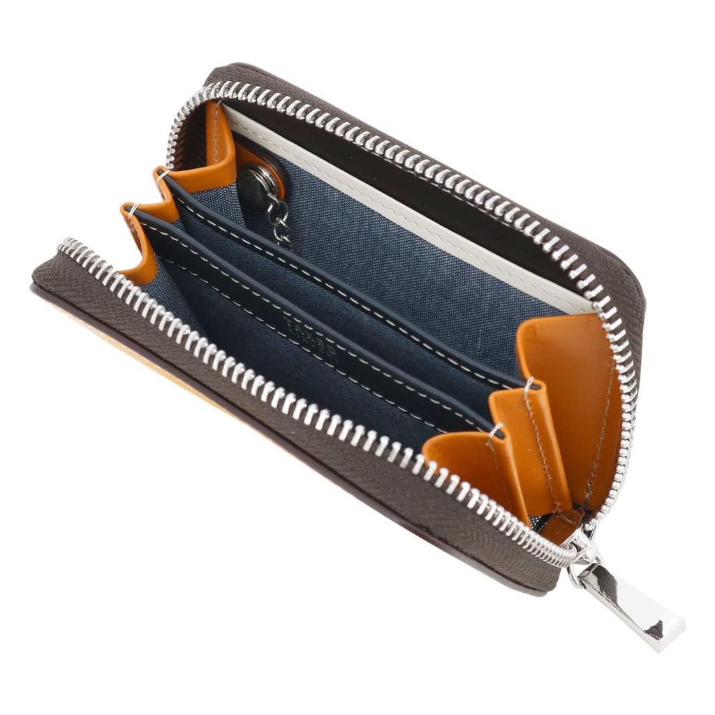 Кошелек для монет из натуральной кожи 780611 Margo II, круглый чехол для карт на молнии, чехол для монет из воловьей кожи зеленого цвета [Takeo Kikuchi] для мужчин [05]