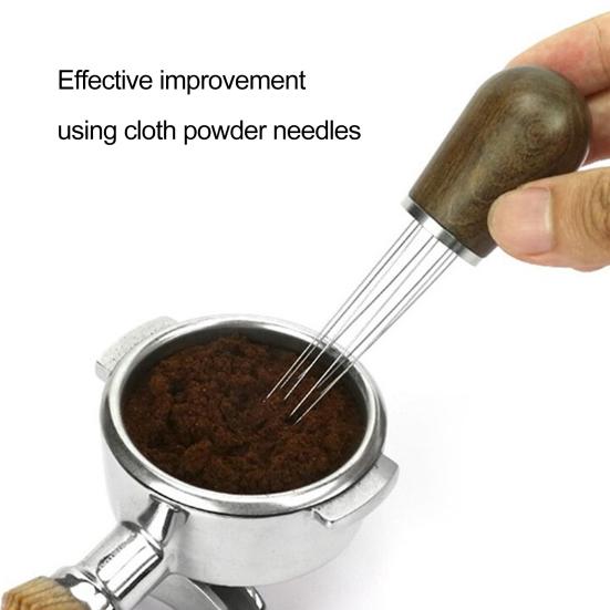 Инструмент для раздачи эспрессо с держателем, нержавеющая сталь 304, 8 игл, ручка из натурального дерева, порошок кофе эспрессо