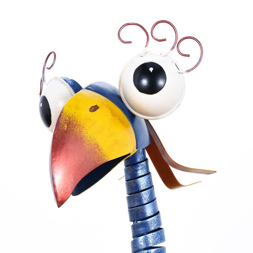 Tooarts 31.2inch Cartoon Toucan Sculpture, Iron Bird Sculpture, Standing Animal Ornament, Artwork