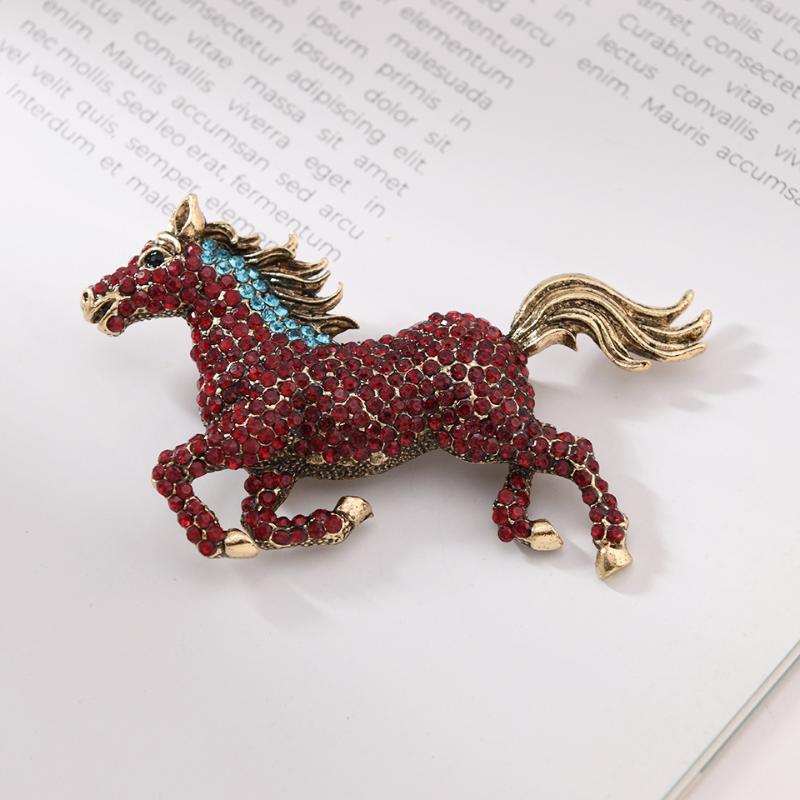 Inlaid Enamel Horse Brooch For Women And Men'S Trend Alloy Hard Animal Brooch For Casual Office Jewelry Gifts