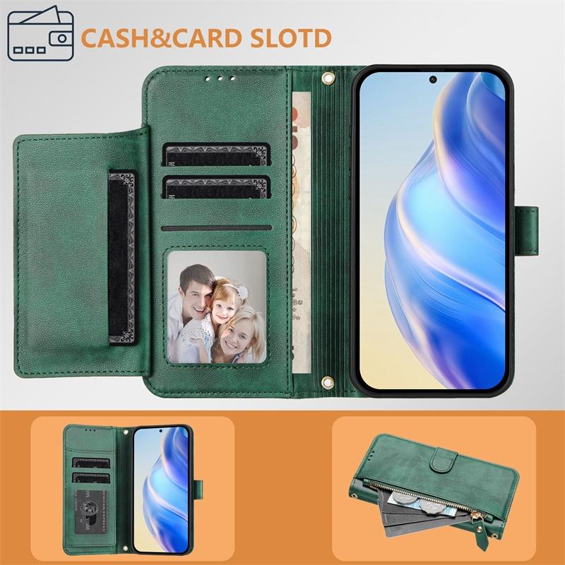 Flip Case for Vivo S16 S16E S17 S17T S18 S19 X100 X100S X200 Pro Mini 5G Leather Wallet Cover Card Slot Bag Zipper Casing