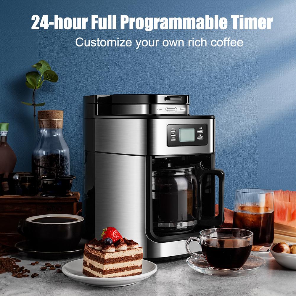 Programmable Coffee Maker with Timer 1050 Watts 1.2L Large Capacity 2-8 Cups Drip Coffee Maker Keep
