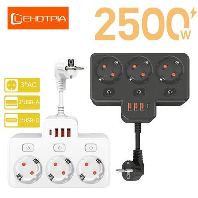 Сетевой фильтр с вилкой ЕС переменного тока, настенный независимый выключатель, сетевой фильтр с зарядкой через USB C, сетевой фильтр, адаптер