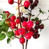2pcs Simulated 3-Head Small Pomegranate Fruit Branch Simulated Fruit Berry Christmas Fruit Shooting Props Home Soft Decoration Direct Sales