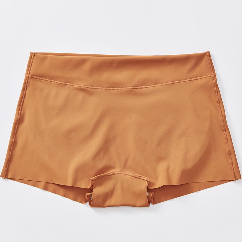 Бесшовные женские трусы-боксеры со средней посадкой - Ice Silk, дышащие, однотонные, защитные шорты с хлопковой вставкой