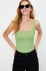 Women's Fashion New Body Green Square Collar Fitted Soft Touch Stretchy Knitted Body with Soft Snaps