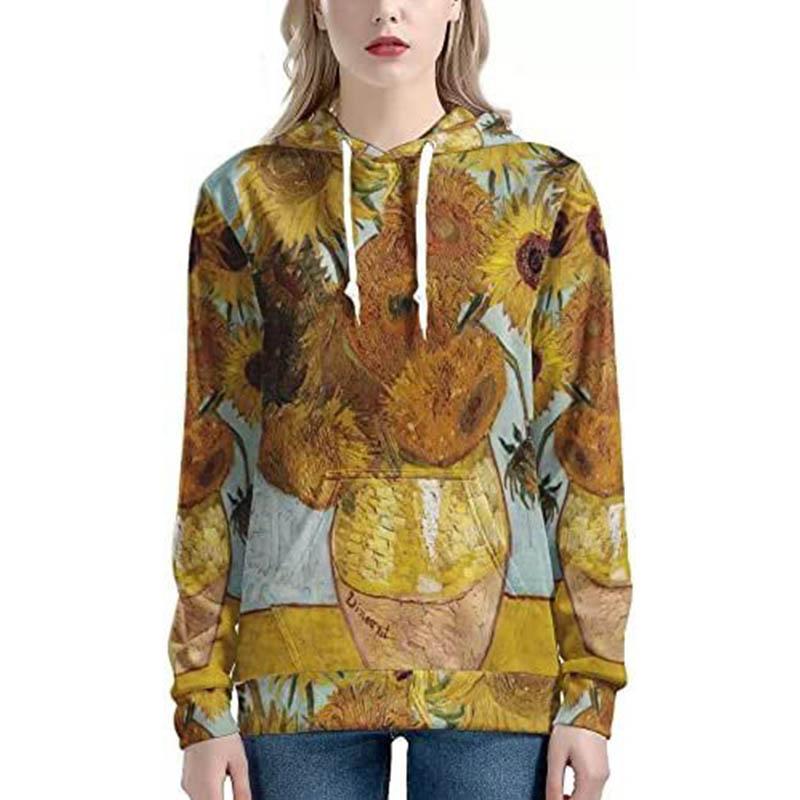 Толстовки с масляной живописью Ван Гога, женская модная уличная одежда с 3D принтом, пуловеры больших размеров Y2k