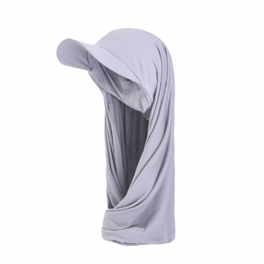Solid Color Sun Visor Turban Simple Scarf Hat Long Hijab Shawl Hat Daily Wear
