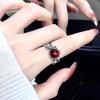 Панк Готика Красные Хрустальные Кольца-Сердца для Женщин Винтажное Металлическое Жидкое Неправильные Шипы Геометрическое Кольцо Эстетичные Украшения Y2K Подарок