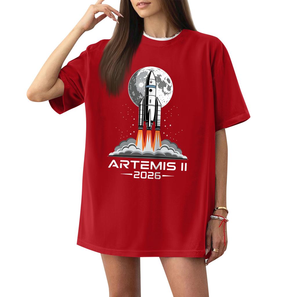 Женская повседневная футболка с коротким рукавом Artemis II с графическим принтом, с круглым вырезом, свободного кроя, легкий хлопковый топ для повседневной носки