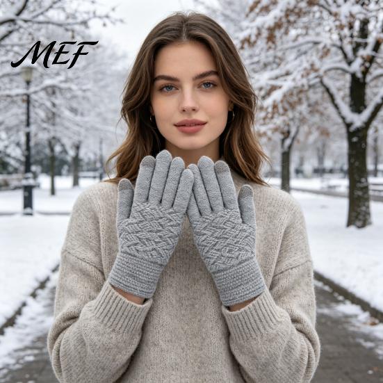 Зимние перчатки с подкладкой из арктического бархата, 1 пара, теплые, флисовые, для женщин и мужчин, перчатки для холодной погоды, термозащитные, утолщенные, вязаные, сенсорные, для вождения, езды на велосипеде, на открытом воздухе