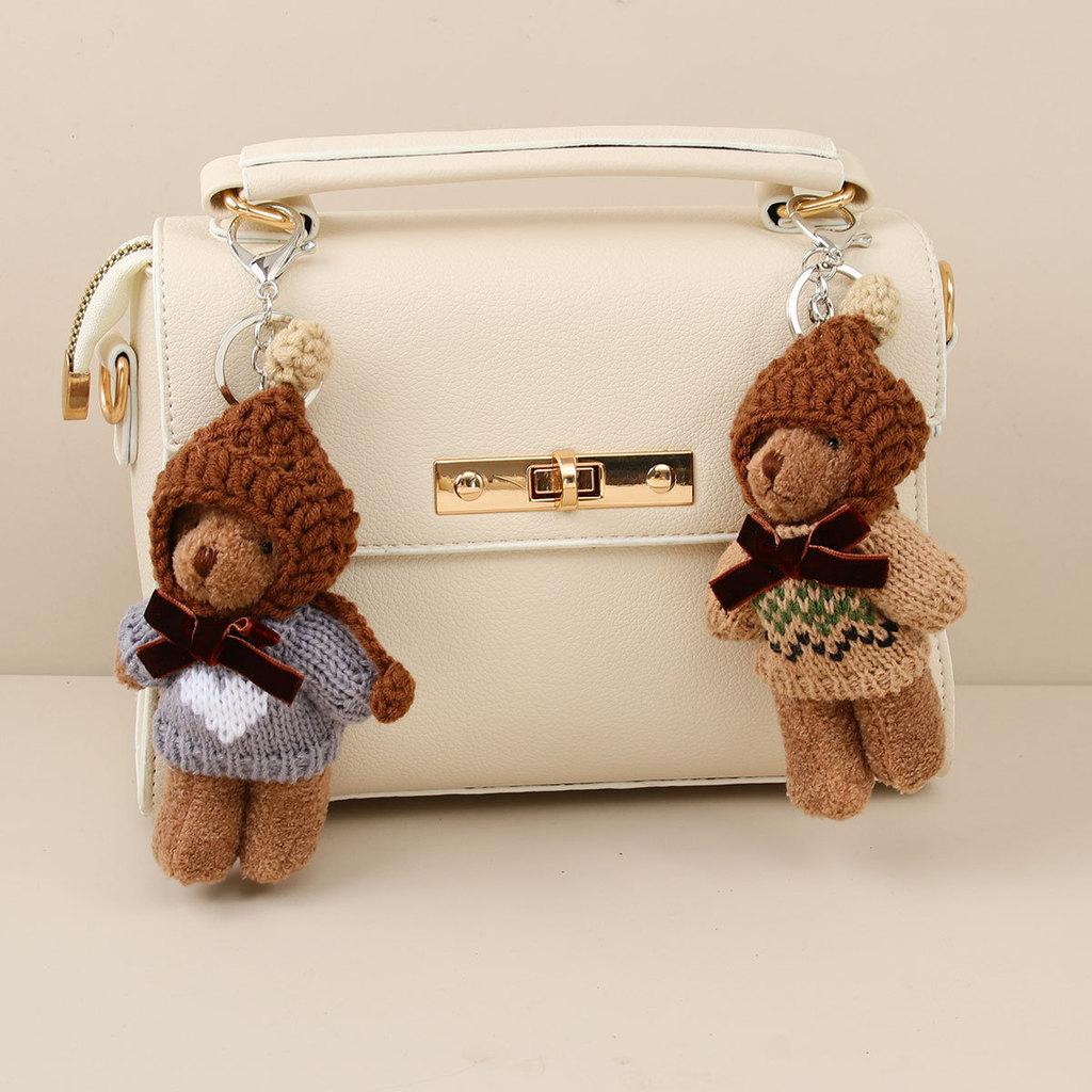 Plush Bear Keychain With Cartoon Animal Pendant For Bags And Gifts