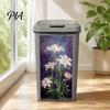 Washable Trash Can Surface Covers Floral Stickers, Waterproof Self?Adhesive Bin Decals, Vintage Flower Pattern Decor Garden Waste
