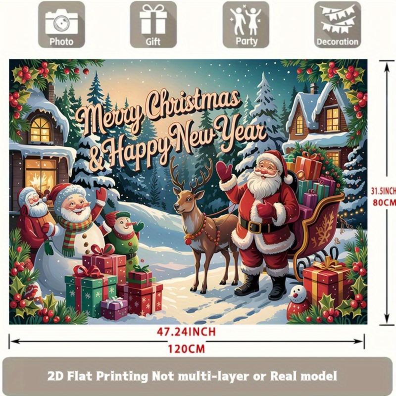 Party Backdrop Christmas Flat Piece Festive Scene Made Event Photo Background Party Decor